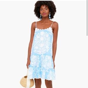 Juliet Dunn Light Blue and White Floral Slip Dress